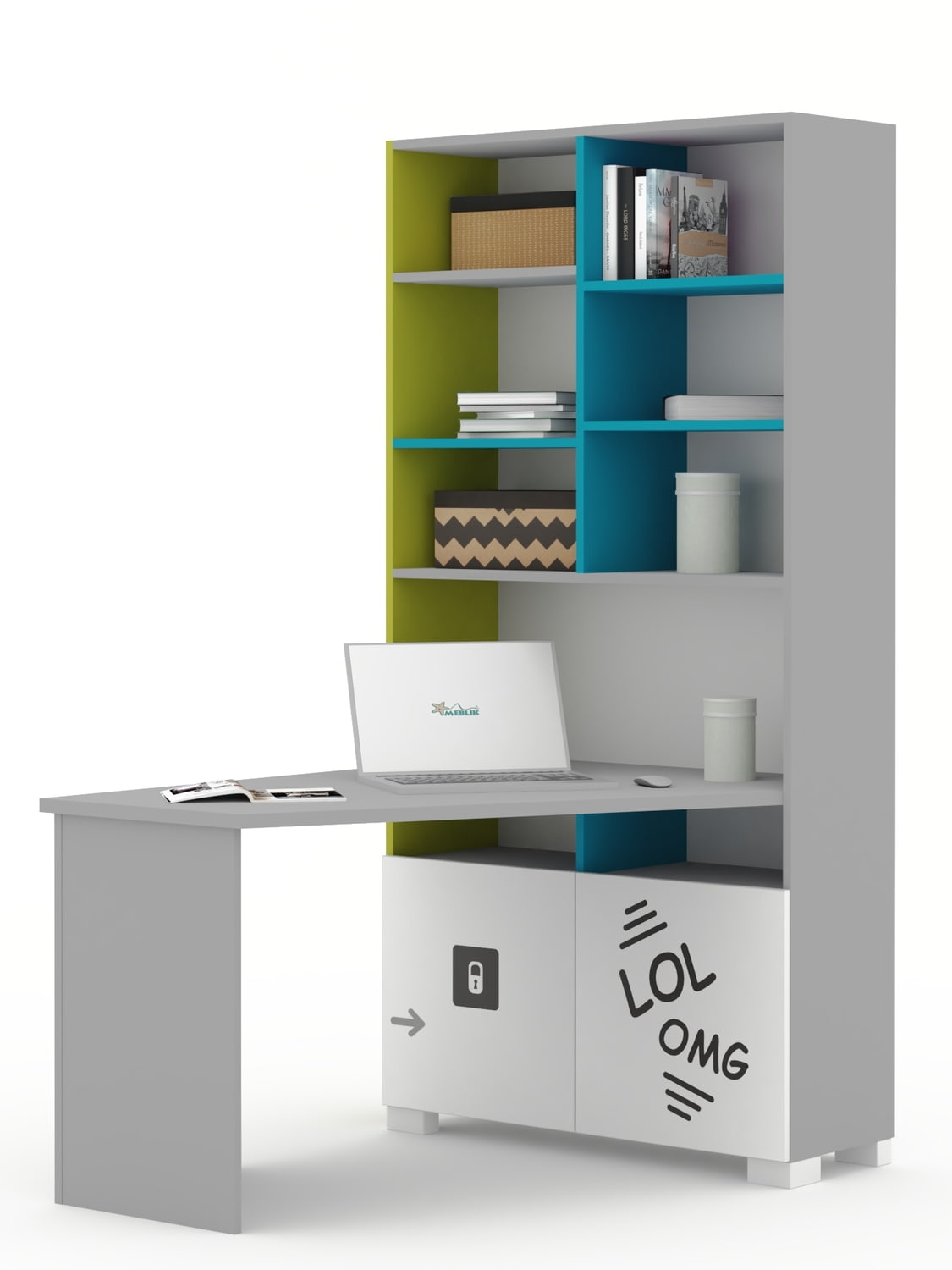 Bookcase Desk Right Lol Meblik