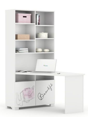 Bookcase-desk left Fashion Pink