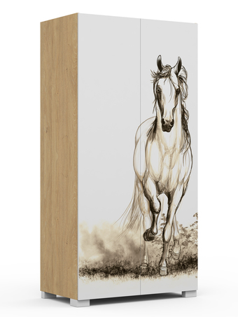 Wardrobe 100 Horse Oak
