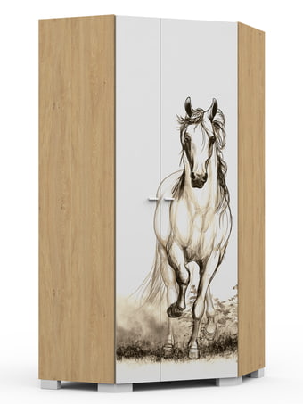 Corner wardrobe Horse Oak