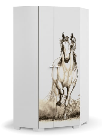 Corner wardrobe Horse White