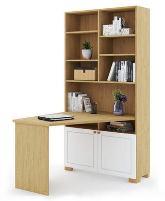Bookcase-desk right Frame Oak White