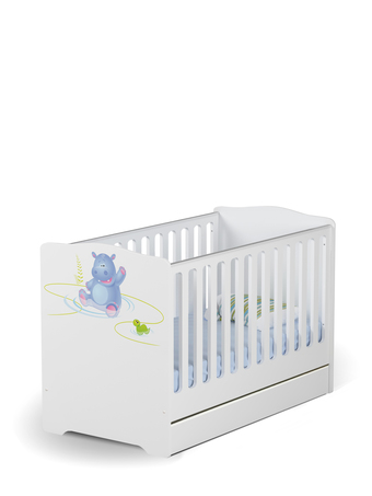 Crib Baby 70x140 Happy Animals White
